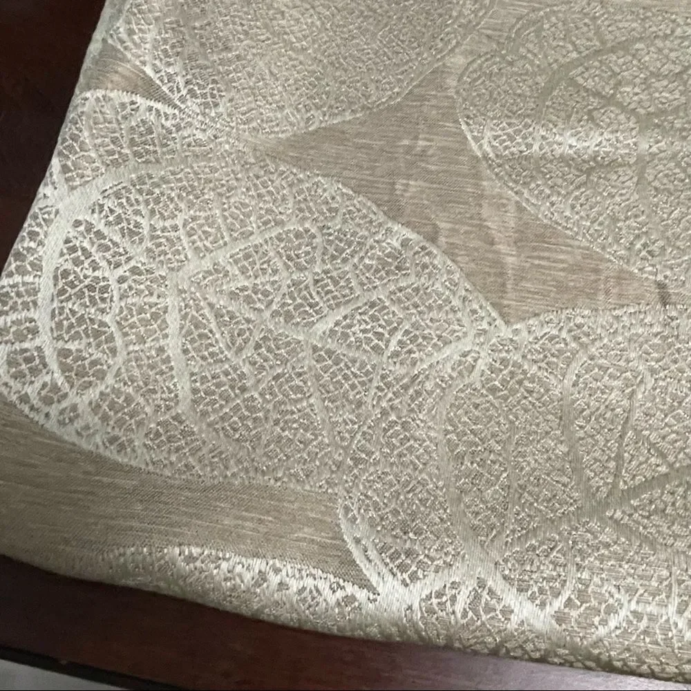Beige And Cream Curtains Lace Leaf Pattern Design 2 Panels 84”x40”